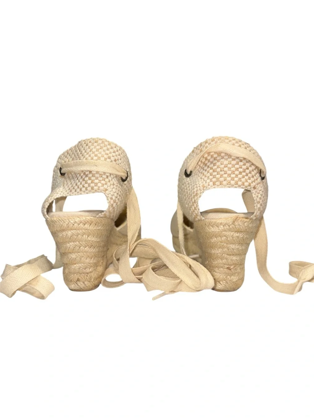 Soludos The Marseille Wedge Espadrille Wrap‎ Sandal In La Concha Ivory Size 6.5